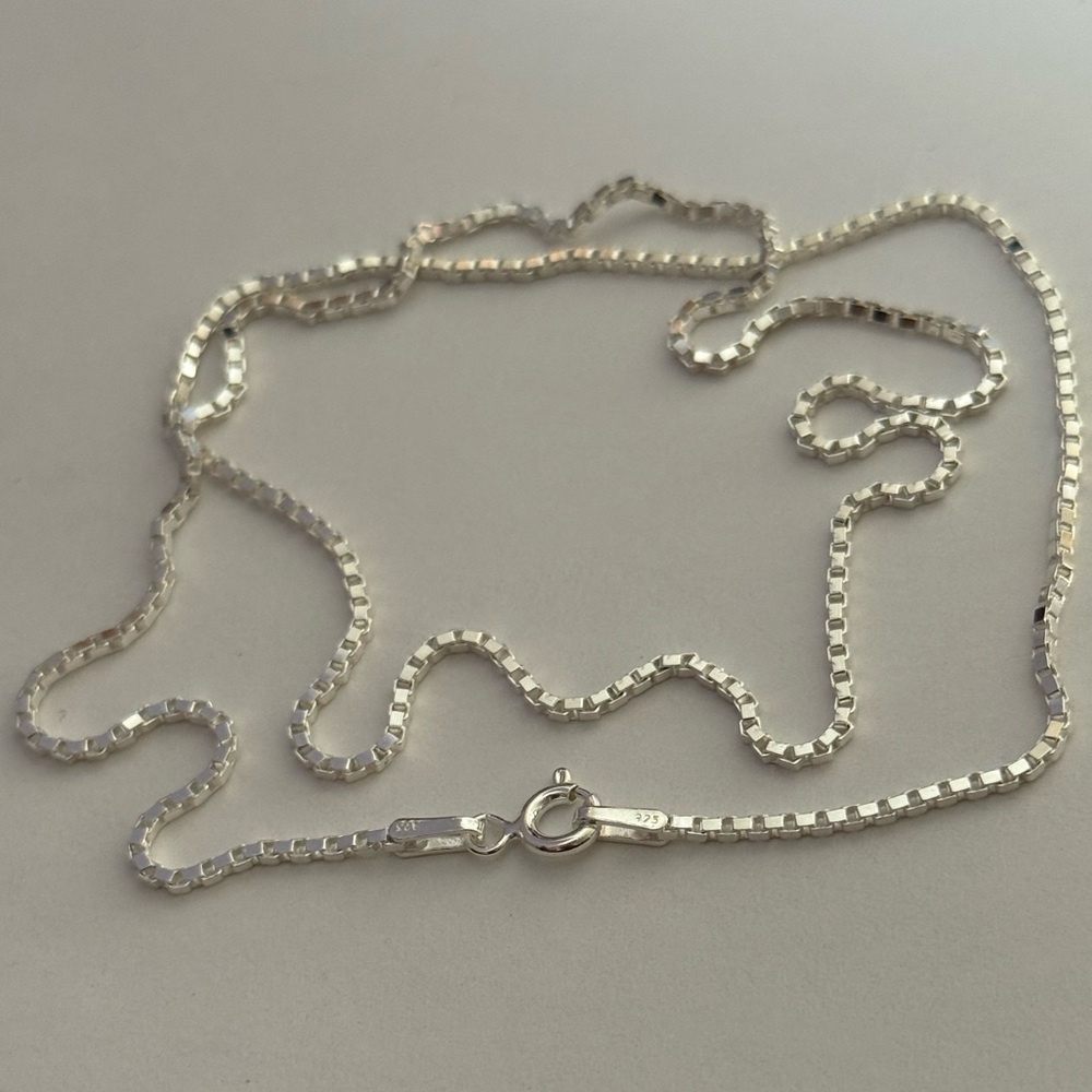 925 Silver 19.75” 1mm necklace box chain unisex
